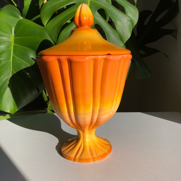 LE SMITH Glass Bittersweet Orange Covered Compote - Picture 4 of 15